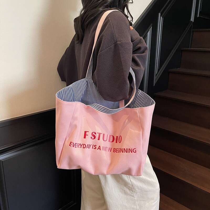 designer bag Casual Canvas Korean Style Lazy Underarm 2025 New Letter Tote Large Capacity Double-Sided Shoulder Bag