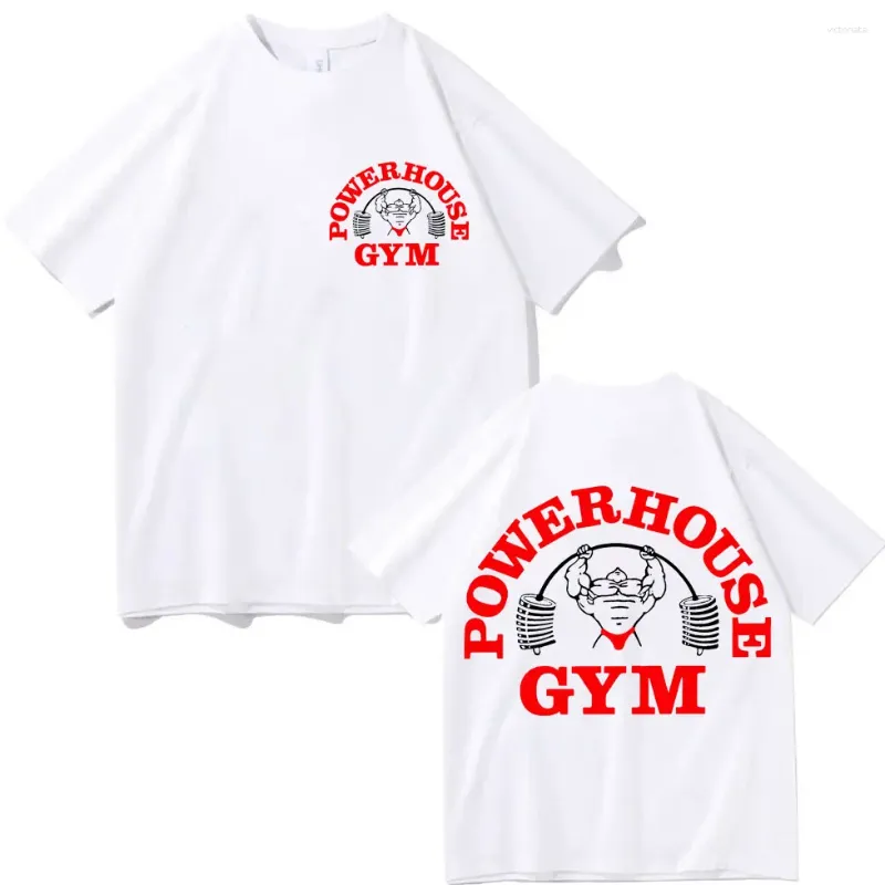 T ShirtsMen's Powerhouse Gym Double Sided Print T-shirt High Street Fashion Trend Short Sleeve Men Women Casual Loose Cotton T-shirts