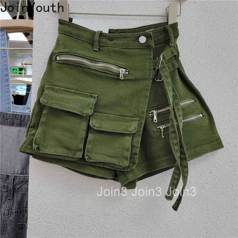 Women Y2k Denim Skirt 2025 Faldas Mujer De Moda Streetwear Fashion Jupe Casual Summer Saia Casual Pocket Irregular Mini Skirts