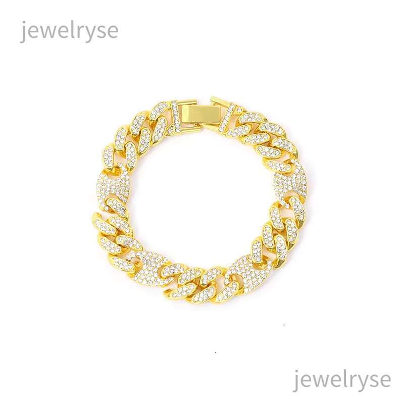 DHcollection DIY Iced Out Mens Jewelry Alloy and Bg Rhie Hip Hop 13mm Width Spliced Miami Chain Bracelet