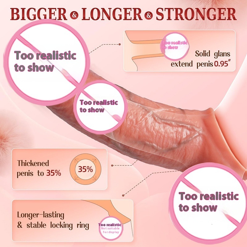 Adult Products Couple's Fun Toys Silicone Electric Realistic Male Wearable Dildo Delay Sleeve