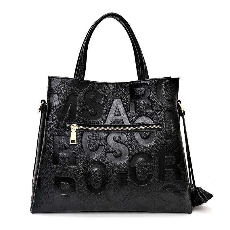 New Fashion Letter Printed Women's With High Quality And Large Capacity Cowhide Commuter Bag 2025/06/19