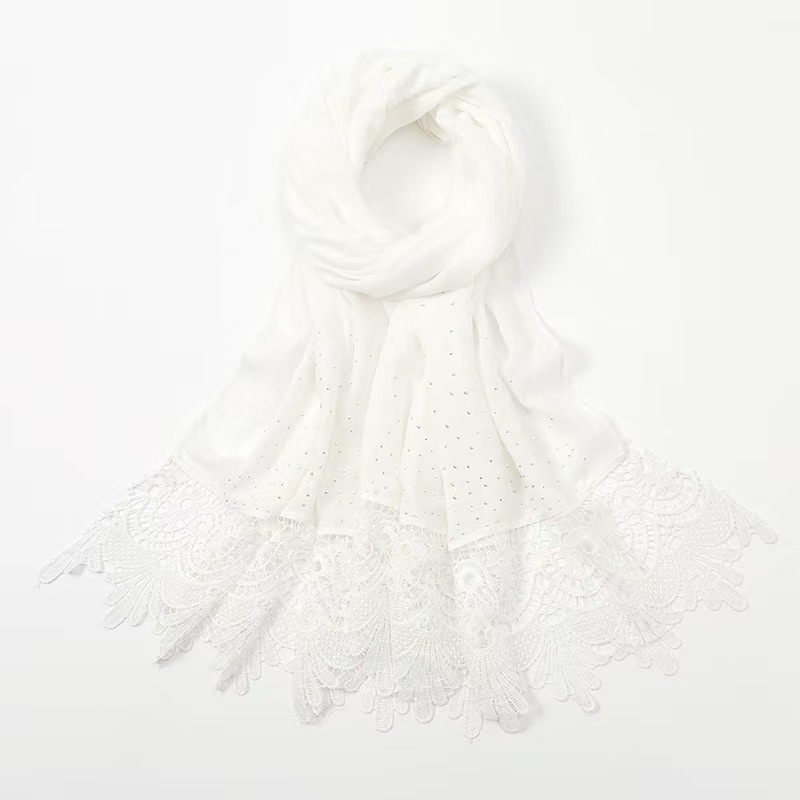 T1037 New monochrome swallowtail lace lace diamond scarf headscarf hot sale fashion cotton shawl