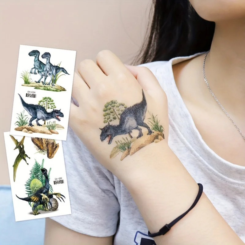 12 Zhang 3D Color Dinosaur Temporary Tattoo Sticker Realistic Various Dinosaur Patterns Waterproof and durable25Days 250619