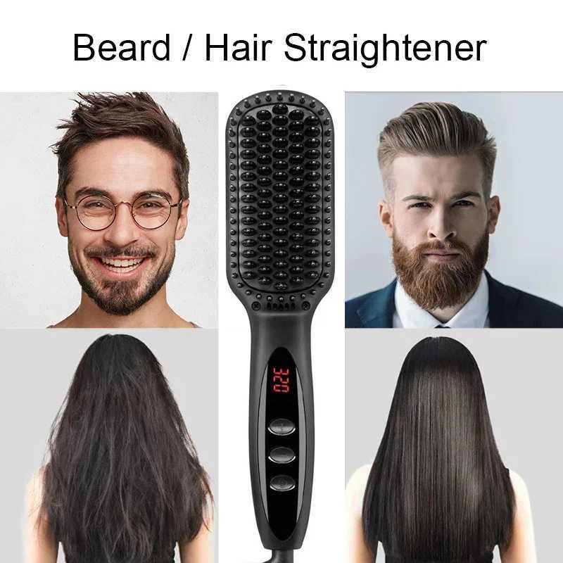 Beard Straightening Comb Electric Hair Straightener Brush Anti Scald Fast Heating Tool for Men and Women Professional UseXJ250621