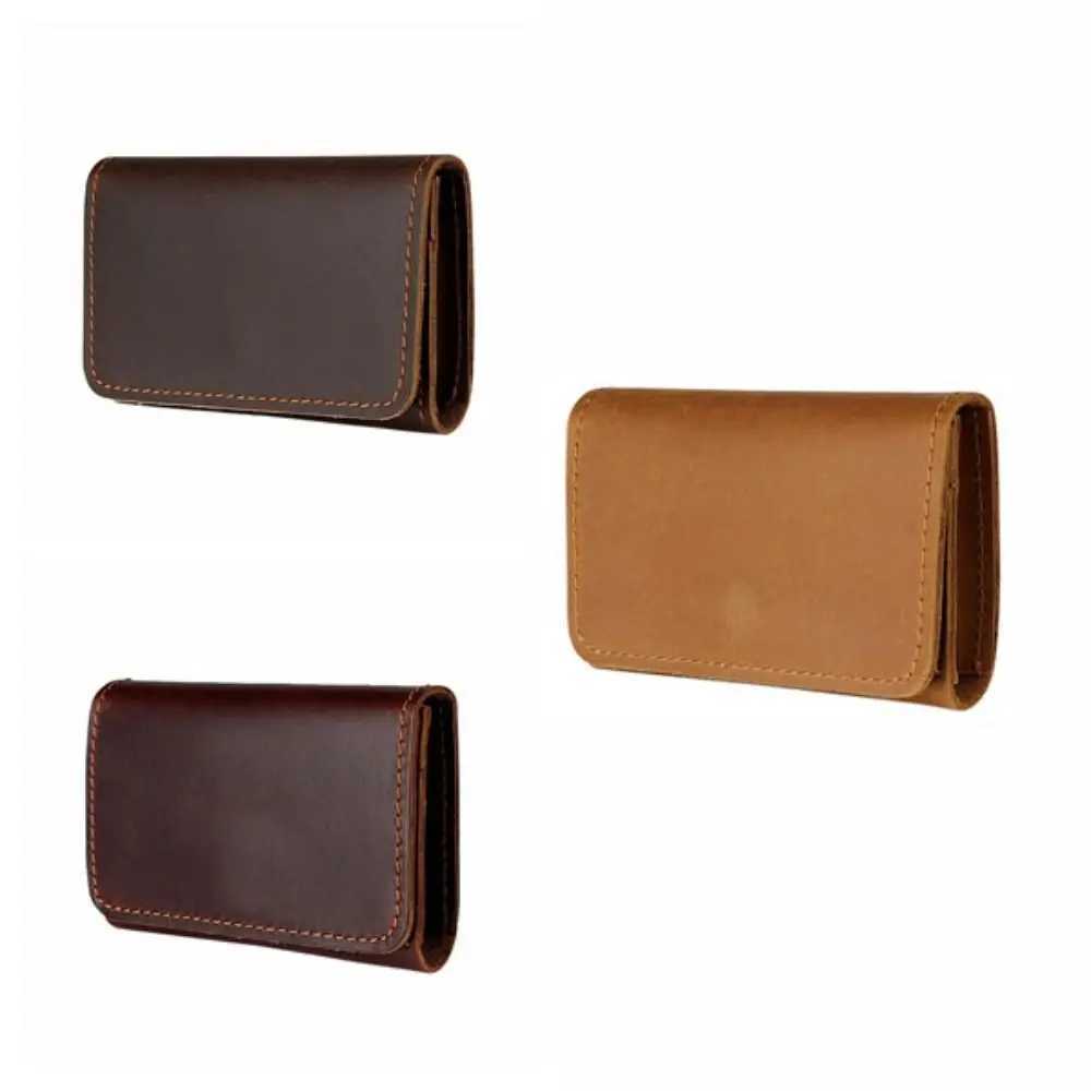 Leather PU Cowhide Short Wallet Small Solid Color Card Holders Clutch Coin Purse Korean Style Men Short Wallet Business Z250621