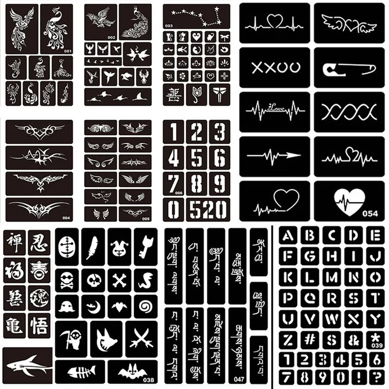Small Airbrush Tattoo Stencils For Women Kids Drawing Template Henna Tattoo Stencil For Paiting Glitter Tattoos 250619
