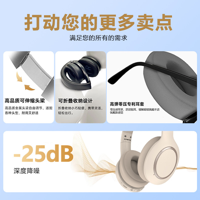 P6066 True ANC Active Noise Cancellation Headset Headset Bluetooth Super Long Battery Life Music Game