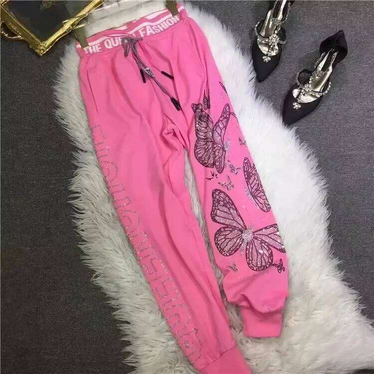 Designer Leisure High Quality Plus Size High-Waisted Slimming Workout Women With Dia Embroidery Long Pants For Autumn/Winter