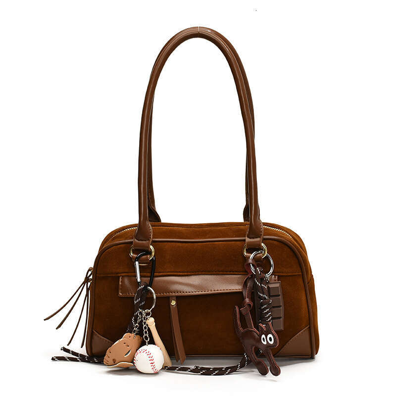 Autumn Suede designer bag Handheld Bowling Ball for Women 2024 New Niche Underarm Large Capacity Shoulder Bag