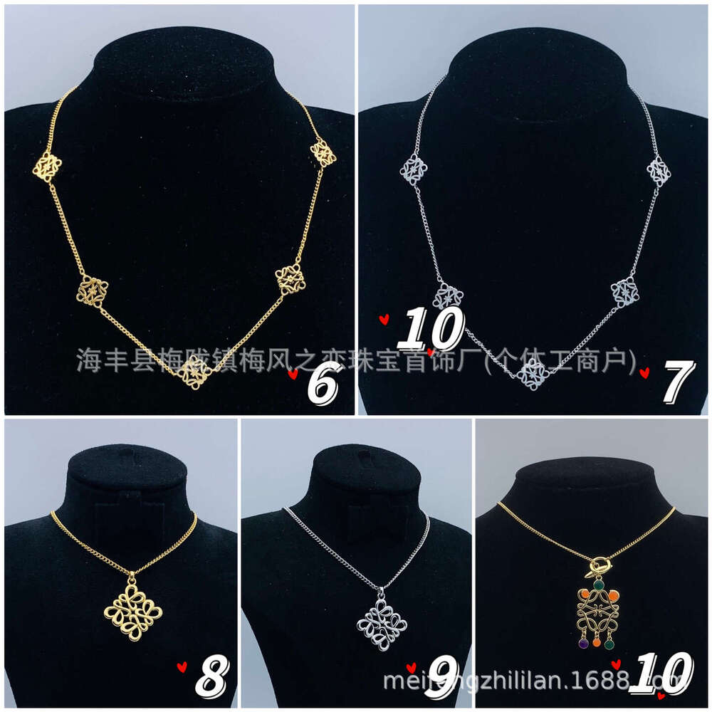 Luojia 2024 New Necklace Hollow Full Dia Letter Earrings Women's Choker Brass Jewelry