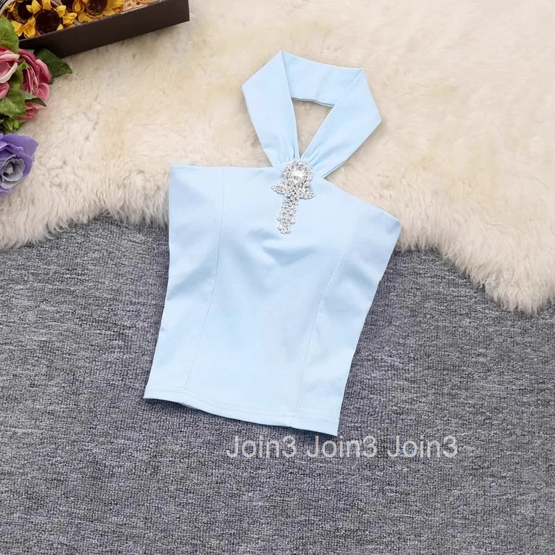 Sexy Vest Women Clothing Summer Crop Tops Sleeveless Tunic Camis Fashion Korean Temperament Tees Backless Tanks Ropa Mujer 2025