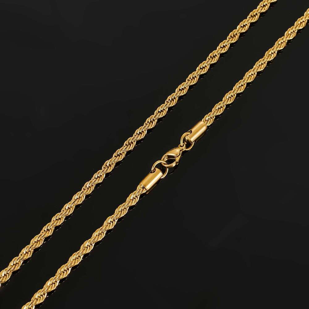 2/3/4/5/6mm Stainless Steel Twisted Rope Chain Necklace for Men Women Gold Color Plated Neck Chains Choker Metal Jewelry Gift Good quality