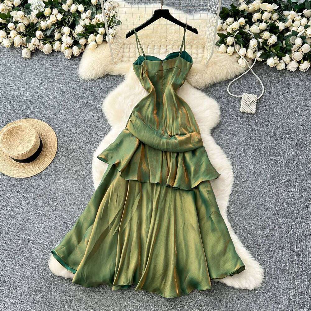 Chic Sexy Pleated Fairy Casual A-Line Ceremony Dresses Vestido Summer Beach Vacation Women Boho Sundress
