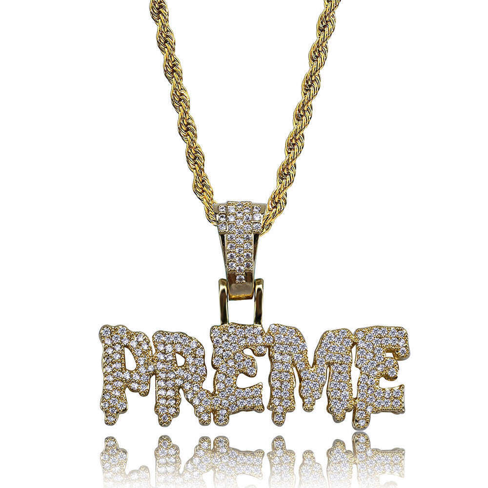 English Alphabet Full Dia Pendant Necklace for Men and Women, Trendy Ins Style