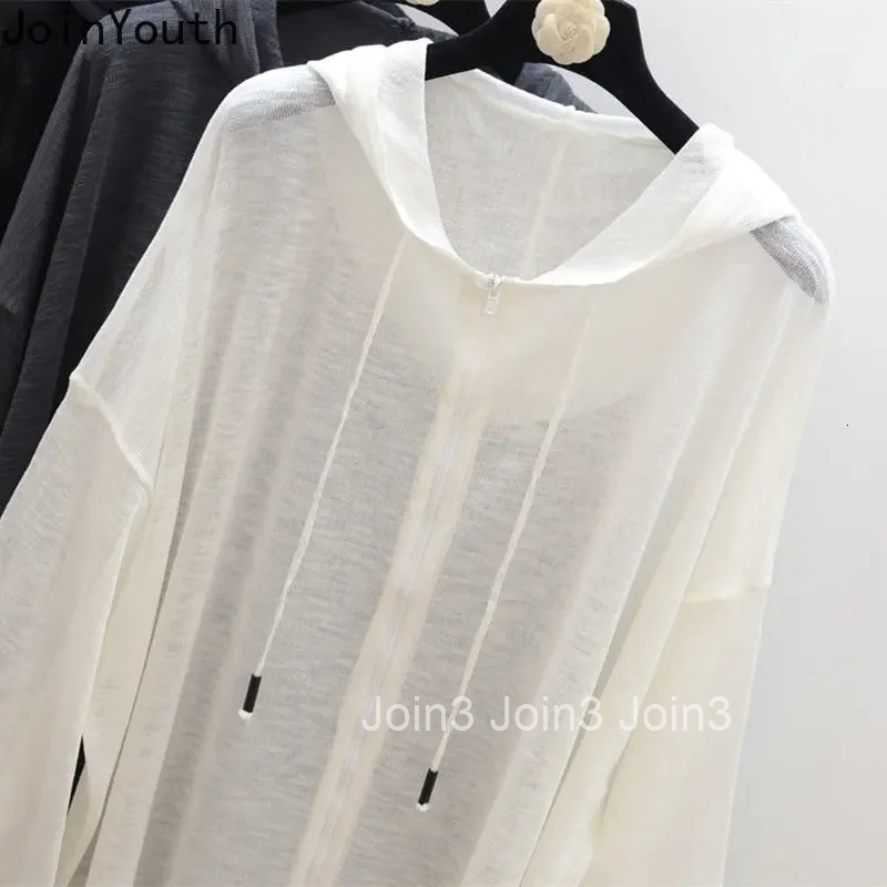 Streetwear Casual Women Jackets Fashion Oversized Tops 2025 Ropa Mujer Long Sleeve Hooded See Throught Summer Coat Y2k Clothes