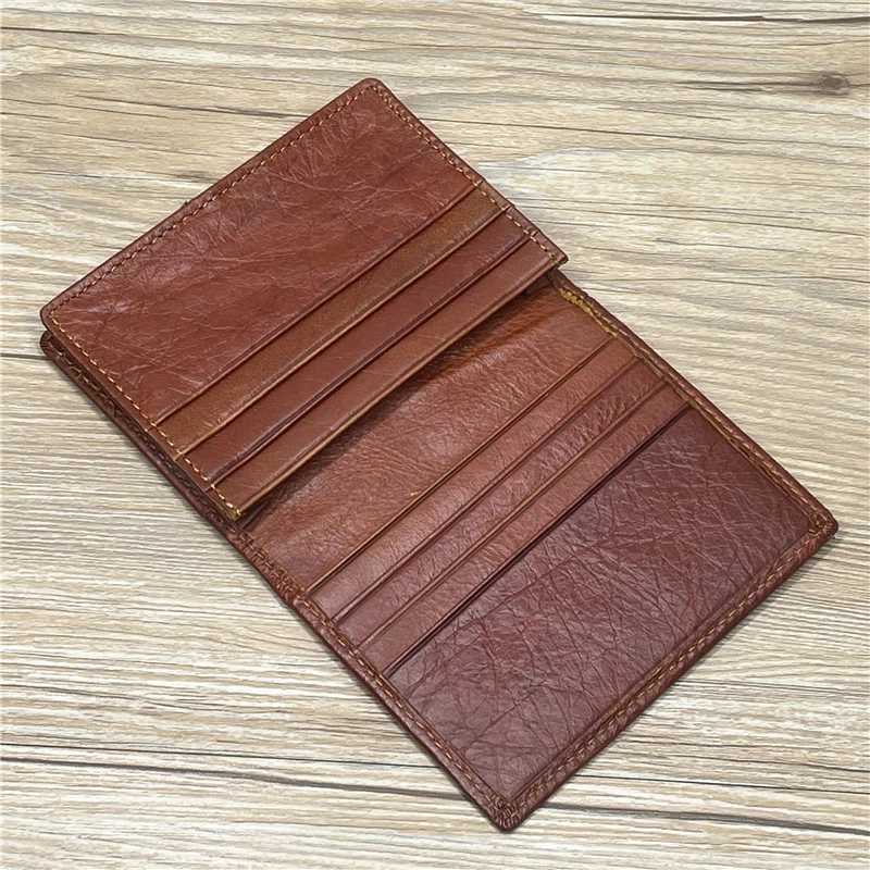 Genuine Leather Card Holder For Men Male Real Cowhide Vintage Short Bifold Mens Business Case Wallet With ID Window Z250621