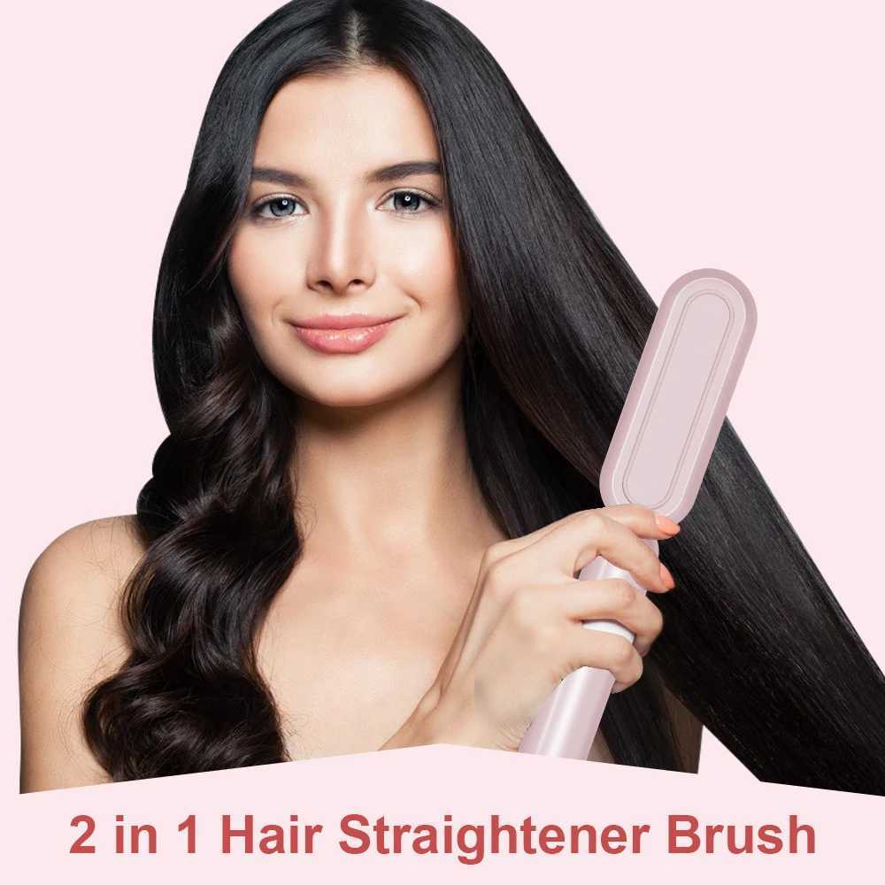 New Design Negative Ion Hair Straightener Hot Comb Hair Care Anti-Scalding Electric Straightening Curly Brush For All HairstyleXJ250621
