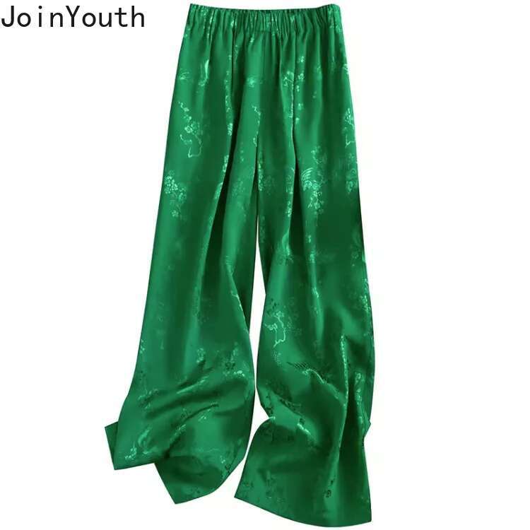 Vintage Wide Leg Pants 2025 Womens Clothing High Waist Straight Trousers Floran Slim Fit Fashion Summer Pantalon Femme 27n339