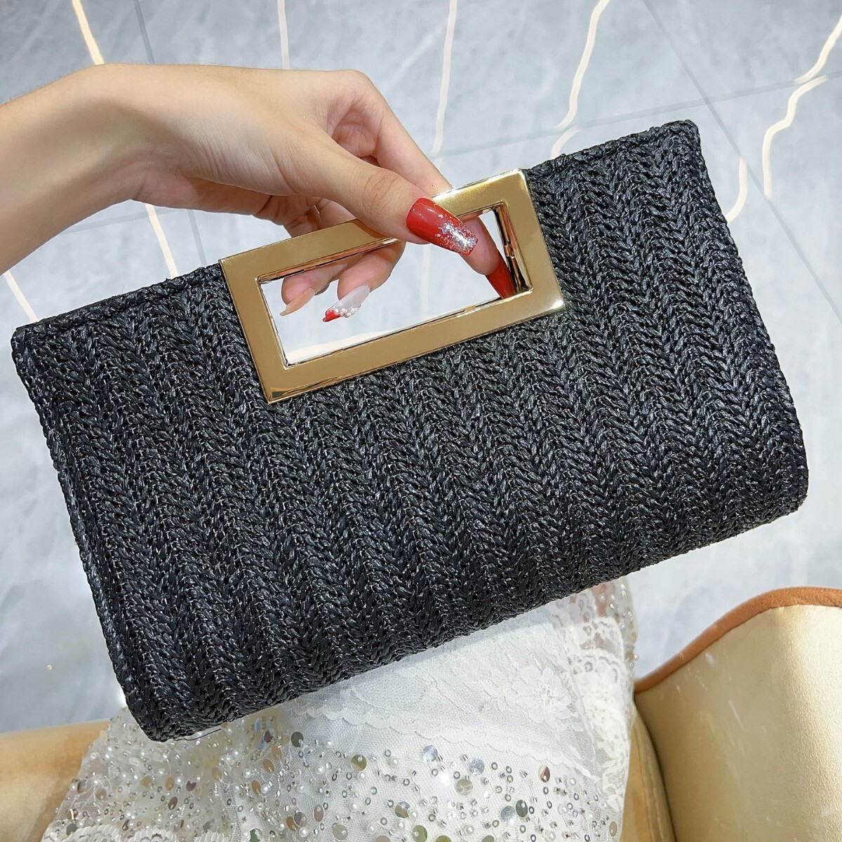 Free Shipping New Designer Woven Bag Luxury Women's Handbag Clutch Straw Bag Fashion Simple Crossbody Bag Large Capacity Shoulder Bag