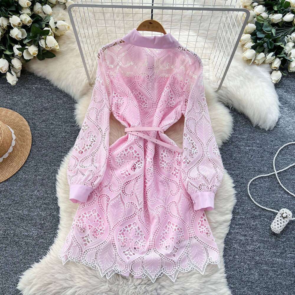 Elegant Hook Flower Hollow Embroidered Vestidos Dress Slim Women Evening Party Summer Clothing Ceremony Dresses