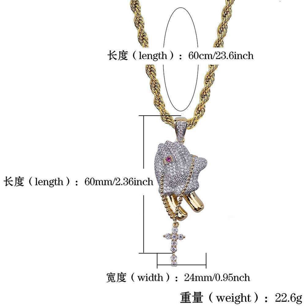 Hip Hop Prayer Gesture Pendant Necklace for Men and Women Trendy Ins Style