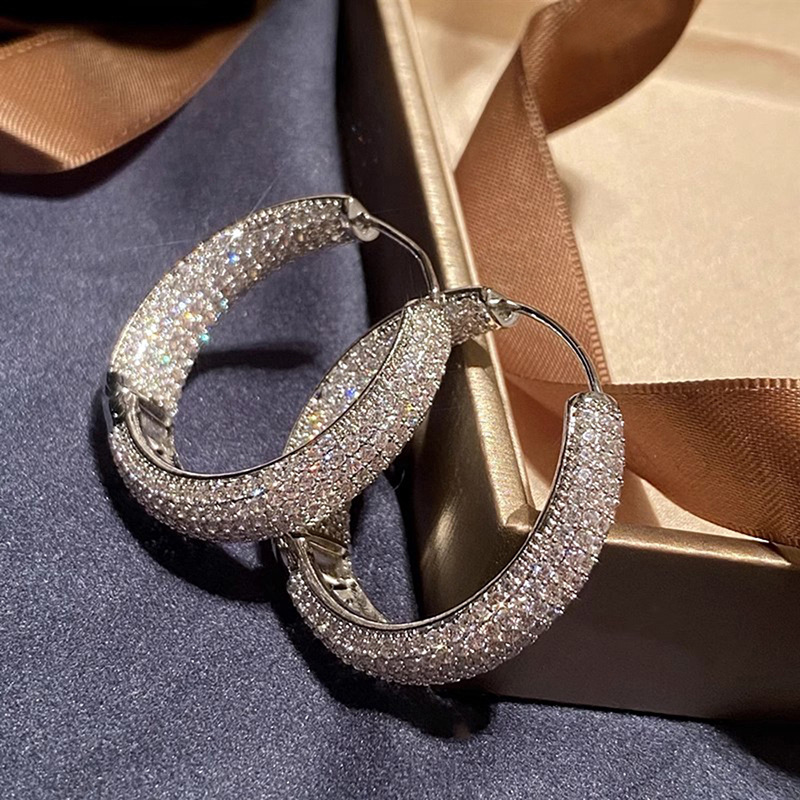 Choucog Sparkling Luxury Jewelry 925 Sterling Silver Pave White 5A Cubic Zircon CZ Diamond Gemstones Party Elegant Women Wedding Clip Earring Gift