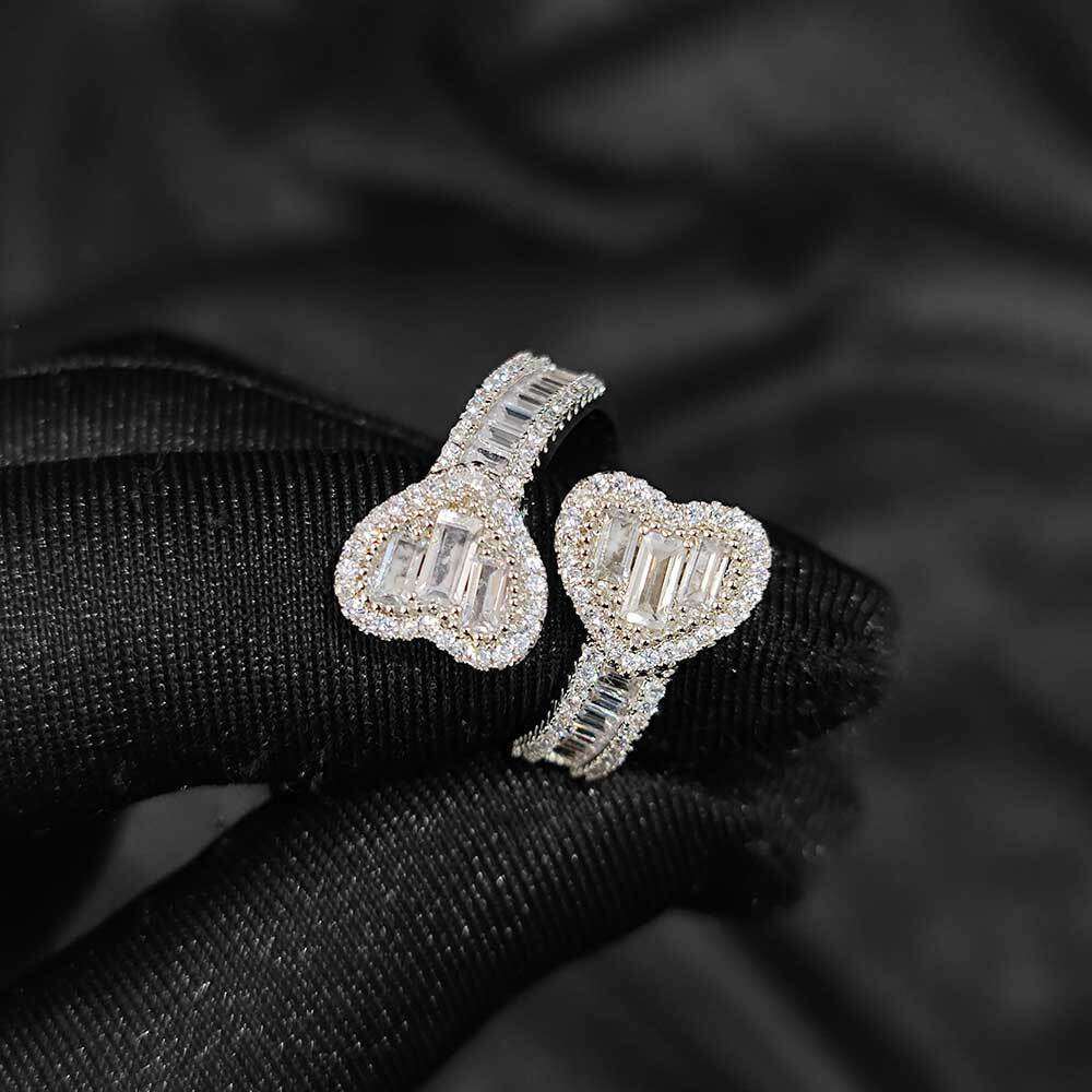 Square and Round Mixed Zircon Hip-Hop Heart Personality Internet Celebrity Trend Brand Unisex Ring e3b2