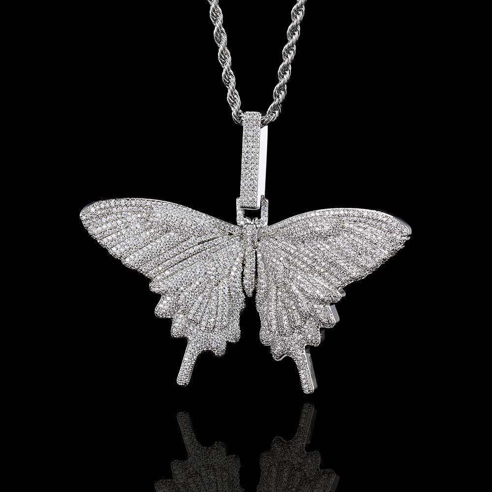 Hip Hop Zircon Large Butterfly Trendy Brand Personality Women's Necklace Jewelry Sweater Chain Accessory Pendant 7fa6