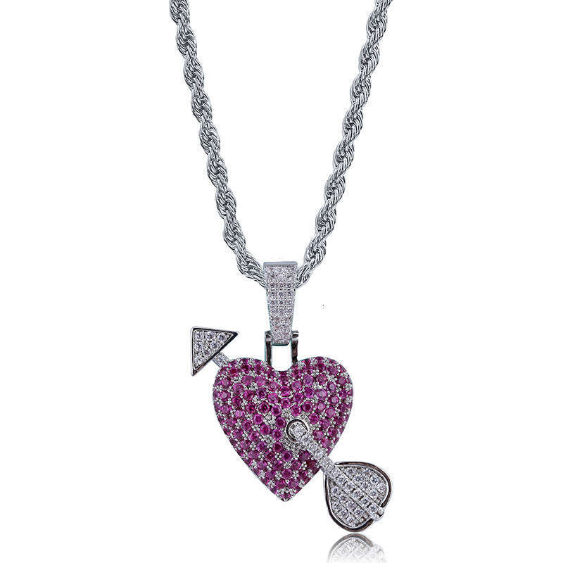Cupid Love God One Arrow Through Heart Male and Female Couple Ins Pendant Micro Paved Colorful Zircon Accessories