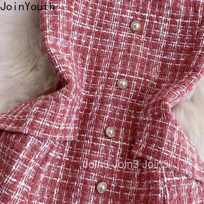 2025 Vestidos De Mujer Korean Dresss for Women Slim Waist Sleeveless Tunic A-line Tweed Robe Femme Vintage Temperament Dress
