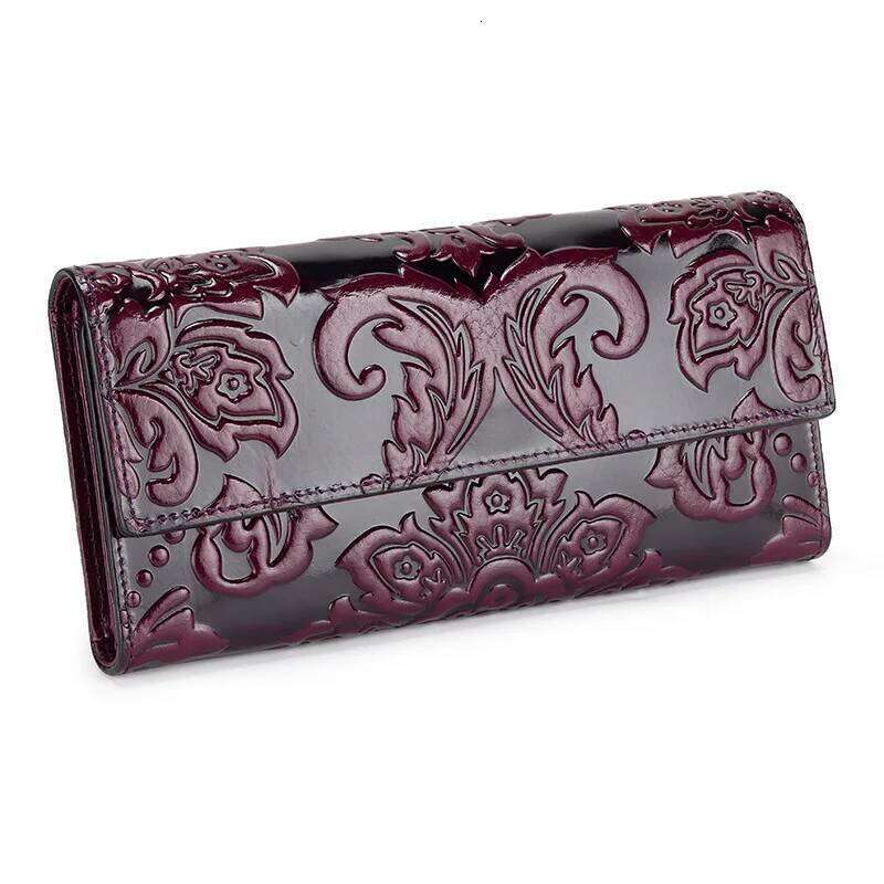 Designer bag Genuine Purse Women Large Real Clutch Long Women's Cow Leather Purses Floral Ladies Wallets