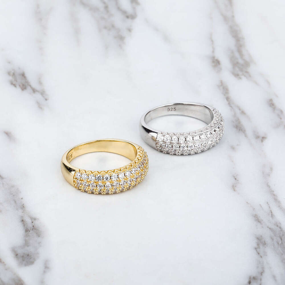 Ins Full Diamond Texture Silver Fashion Starry Sky Ring Gold Australia