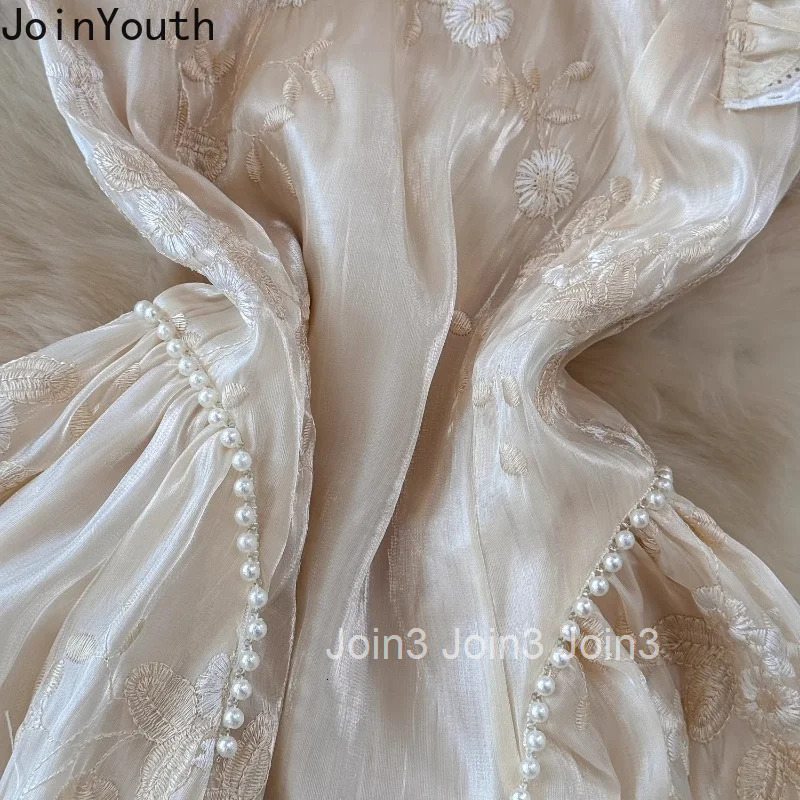 Vintage Womens Dress Heavy Beading Embroidery Vestidos Mujer Temperament Flying Sleeve Robe Femme Chic Beading Summer Dresses