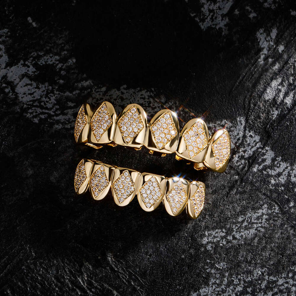 Micro Paved Sparkling Zircon Hip-Hop Dia-Shaped Braces Men and Women Suitable for Cosplay Role-Playing Teeth Accessories Jin Ao Jewelry