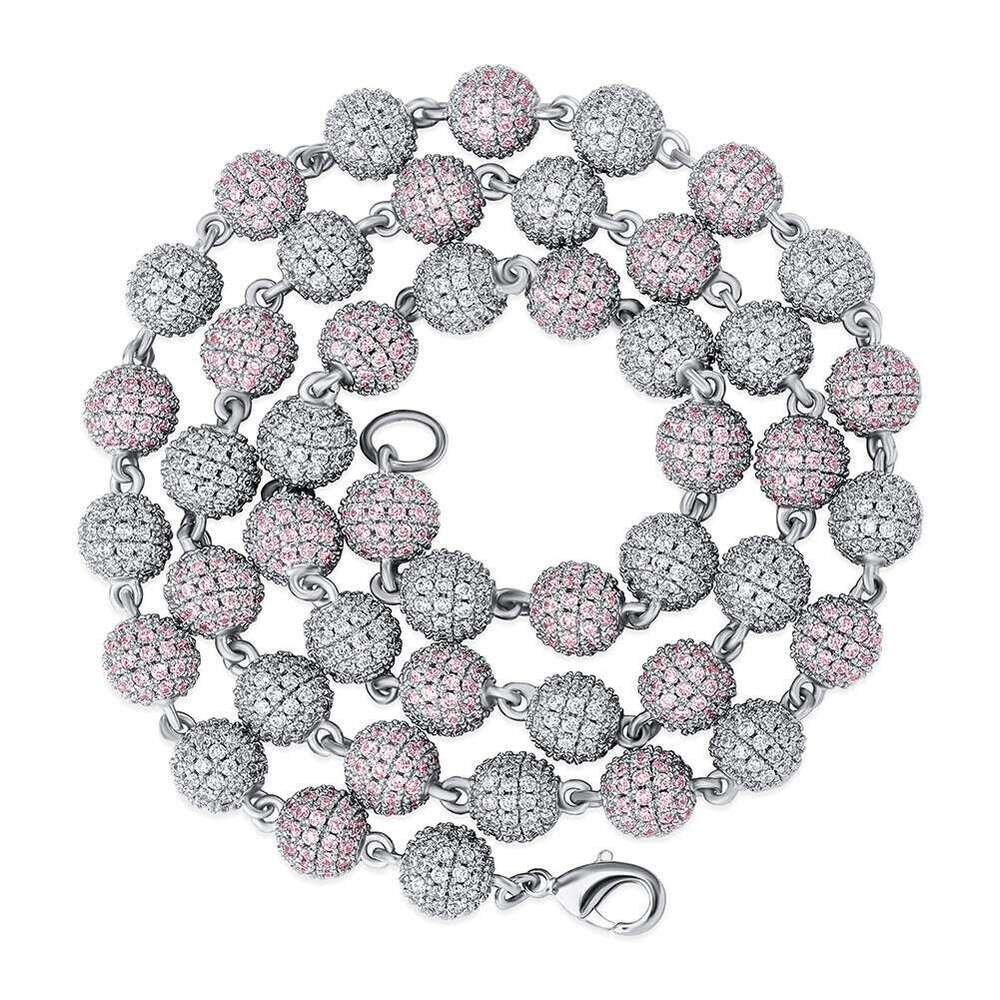 Jin Ao Jewelry INS Hot Style 8MM Round Bead Choker Necklace Full Dia Unisex Trendy Cuban Chain