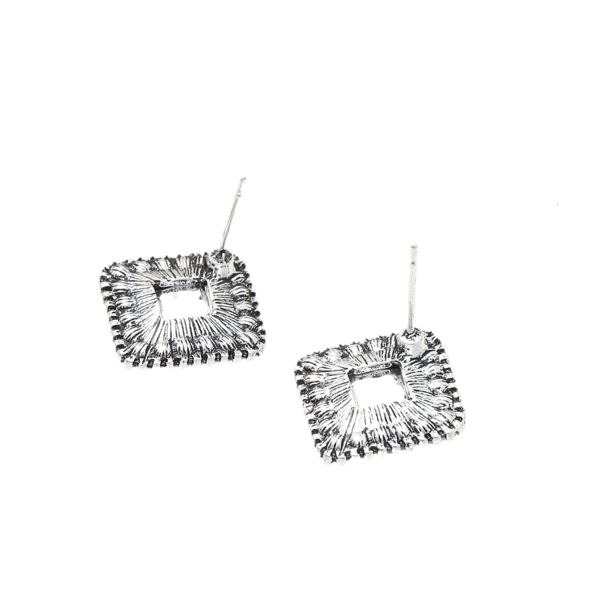 Square Earrings Korean Style Inlaid Blue Zircon Studs Elegant High-End Full Ear Jewelry