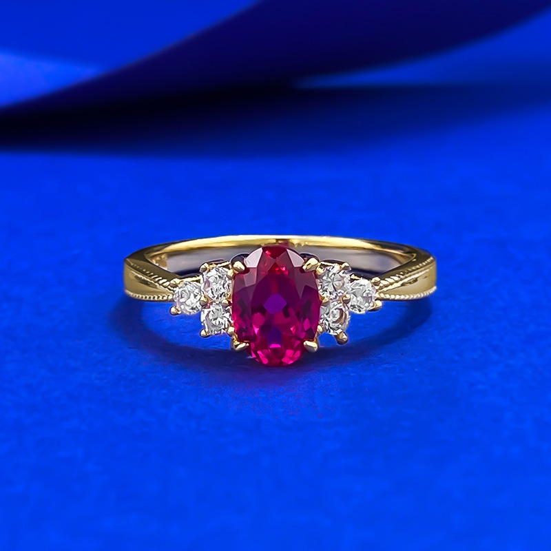 Choucong Vintage Fashion Jewelry Genuine 100% 925 Sterling Silver Oval Cut Red Garnet Lab Moissanite Diamond Party Eternity Women Wedding Bridal Ring 