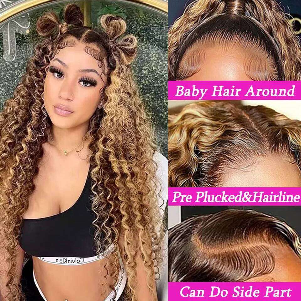 13x4 13x6 HD Lace Front Wig Human Hair Brazilian Water Wave 4/27 Colored Glueless Pre Plucked Curly Wigs For Black Women