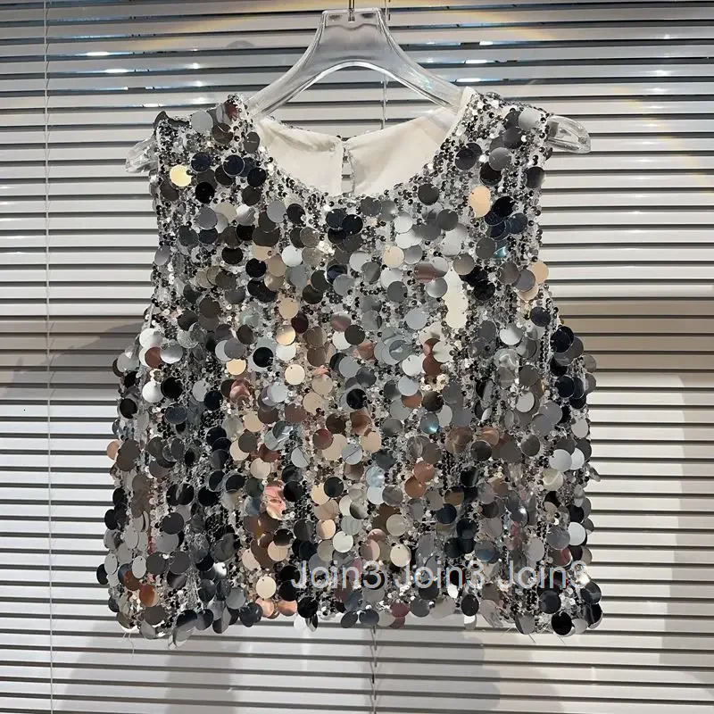 Heavy Sequined Y2k Tops Womens Clothing Fashion Loose Tanks 2025 Ropa Mujer Sleeveless Korean Summer Camis Sexy Crop Top 27t781