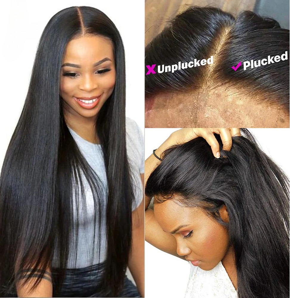 44 Inches 13x4 13x6 HD Transparent Bone Straight Lace Front Wigs 250 Density Brazilian Human Hair Wigs For Black Women Synthetic Front wigs
