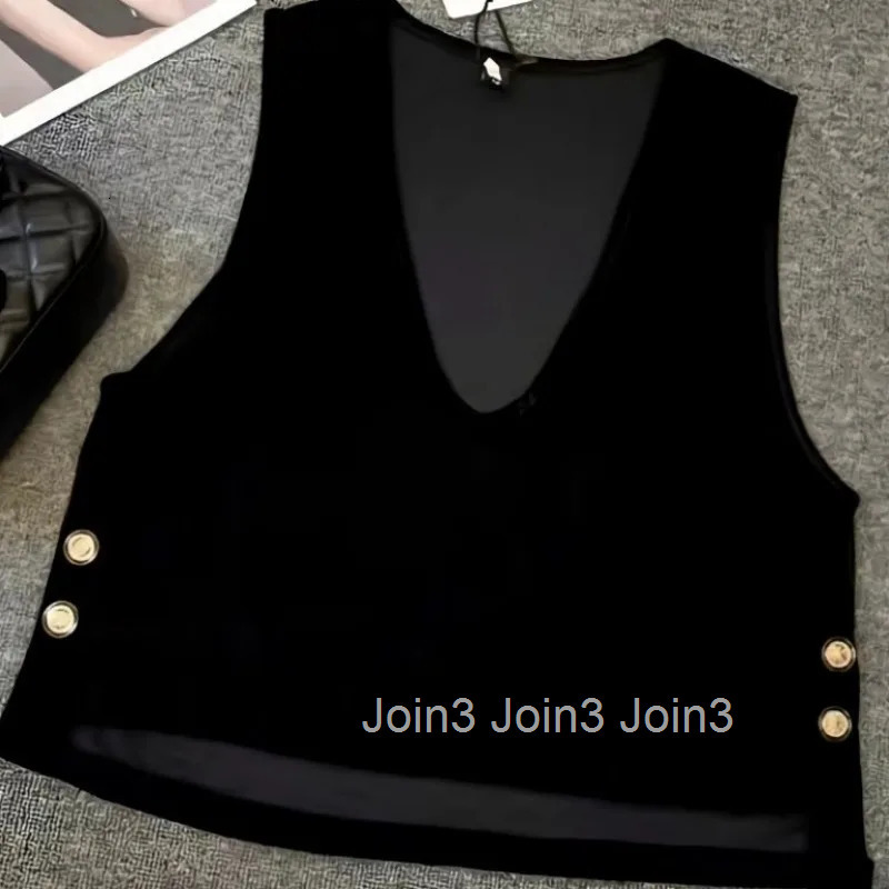 V-neck Black Velvet Tanks Vintage Korean Fashion Tanks Womens Clothing Sleeveless Loose Waistcoat Ropa Mujer Crop Tops 27t860