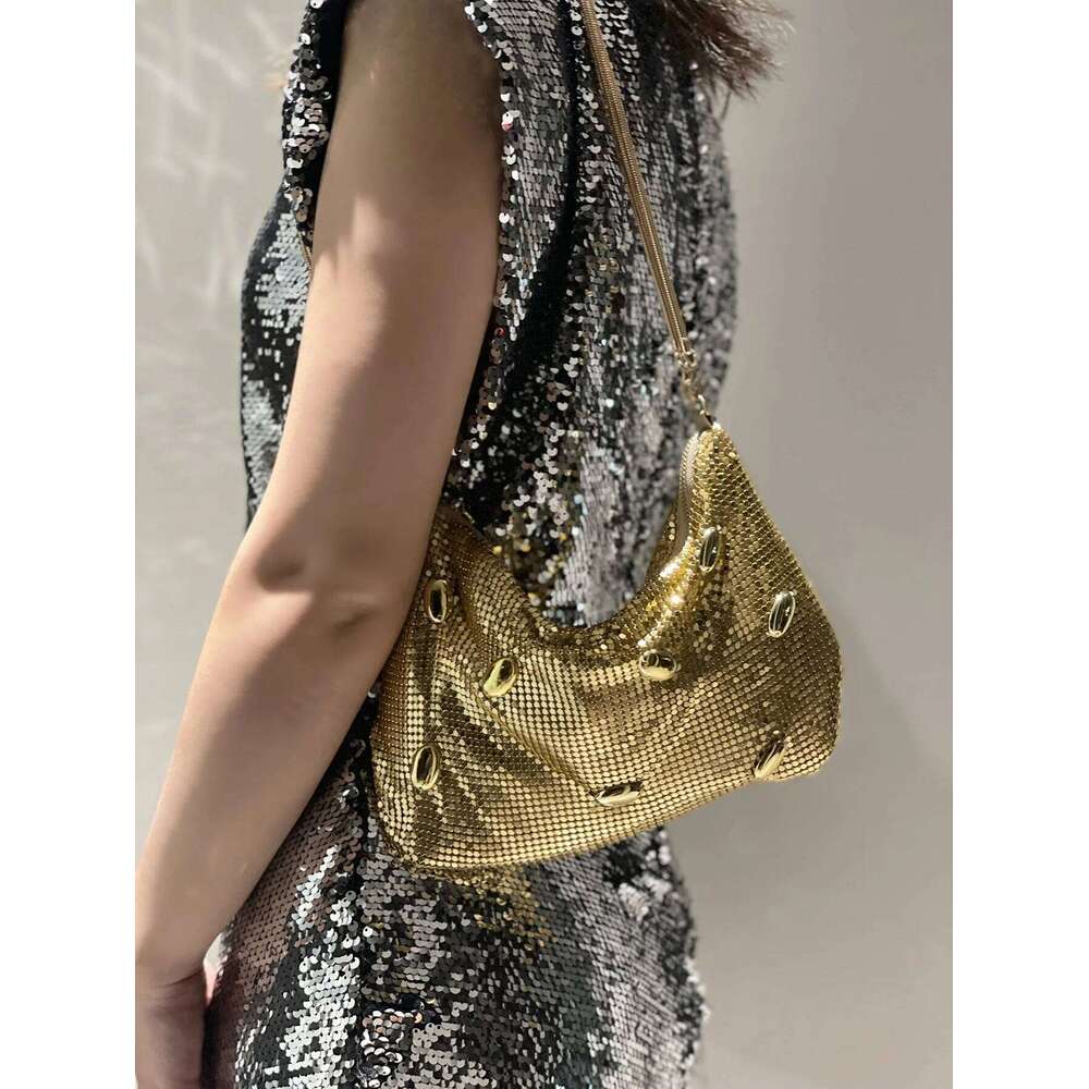 Designer bags Gold Handle Aluminum Alloy Elegant Evening Dress Bag Cross-Body Style Chain Shoulder Handbag For Banquets Woman Purse