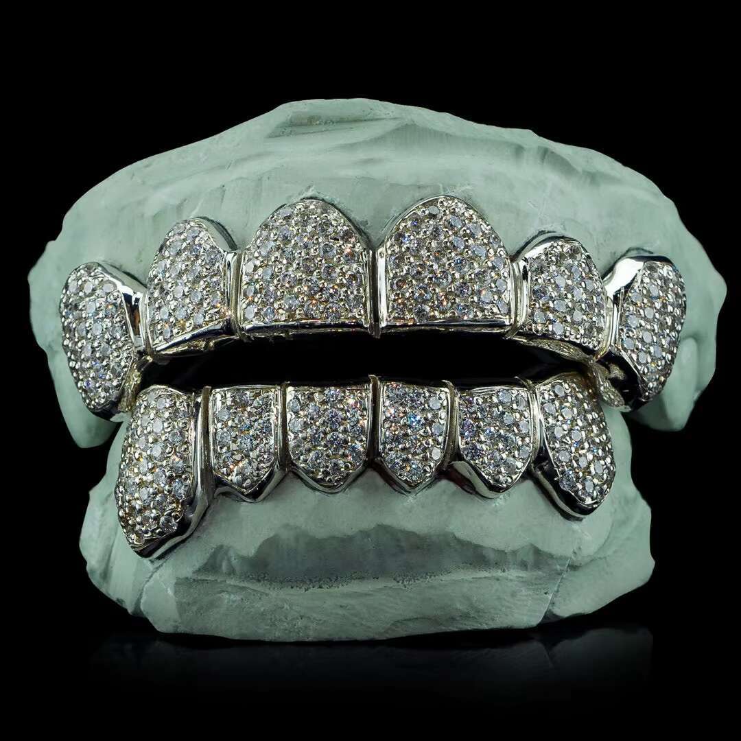 Custom Fit 925 Sterling Silver Fully Bustdown Zig Zag Setting Hip Hop Iced Out Moissanite Grillz