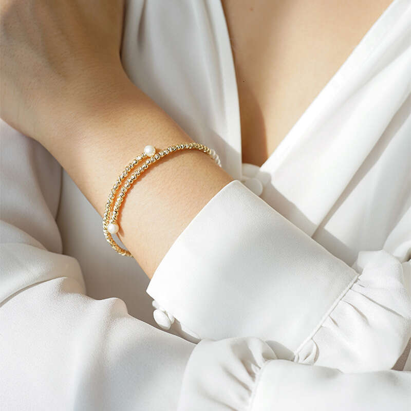 Real Plated French Crushed Gold Pearl Palace Style Elegant Bracelet Unique Versatile Women's Jewelry