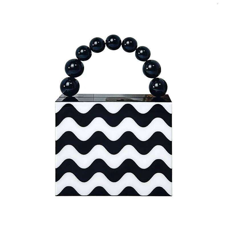 Designer Bag Evening Acrylic Beads Top Handle Bags For Women Weave Printing Purses And Handbags Designer Banquet Bag