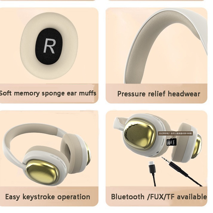 Wireless headset supports FM Bluetooth 5.3 music cross-border headset universal for mobile phones