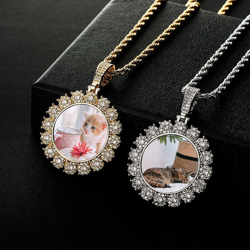 Jin Ao INS Summer Frame Rock Sugar Cubic Zircon Necklace Couple Street Shoot DIY Photo Pendant Trendy Accessories
