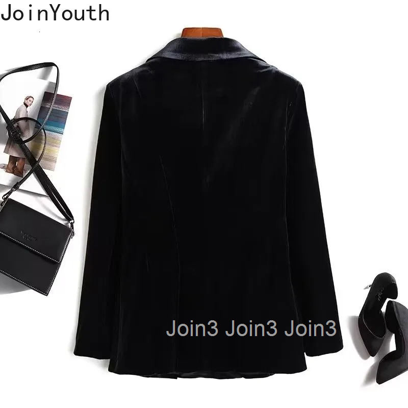 Temperament Jackets Womens Clothes Office Lady Black Velvet Tops 2025 Ropa Mujer Vintage Korean Outwear Slim Fit Chic Coats