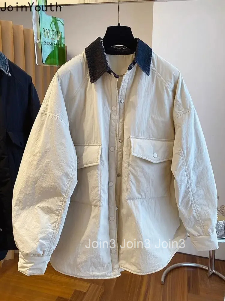 Patchwork Turndown Collar Jackets Womens Clothing Casual Fashion Y2k Tops 2025 Ropa Mujer Streetwear Vintage Oversized Coats